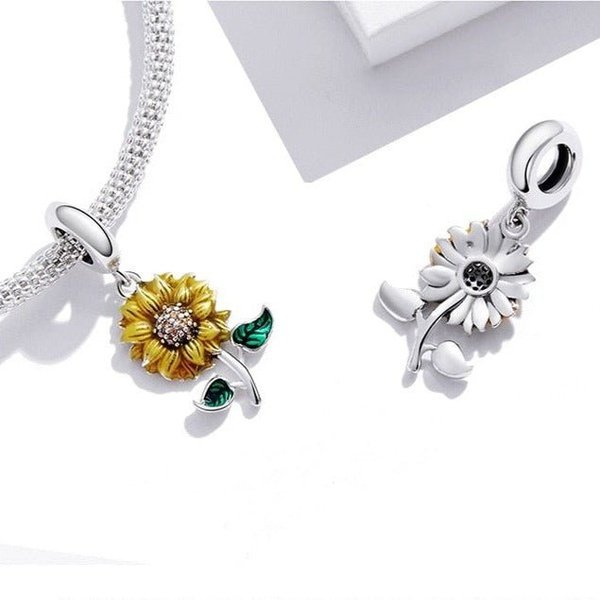 Berloque Charm Sunflower Prata