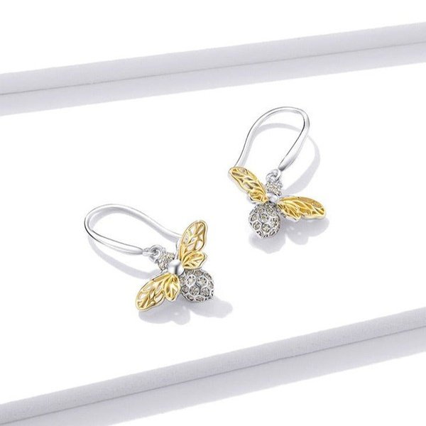 Brinco Abelha de Cristal Prata