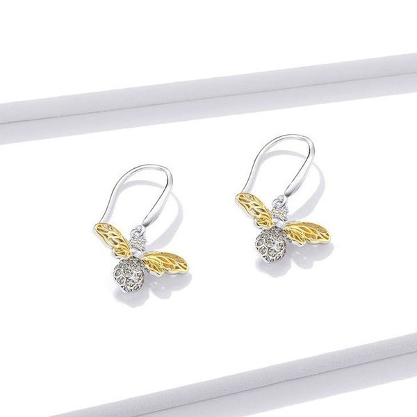 Brinco Abelha de Cristal Prata