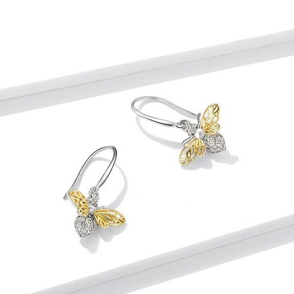 Brinco Abelha de Cristal Prata