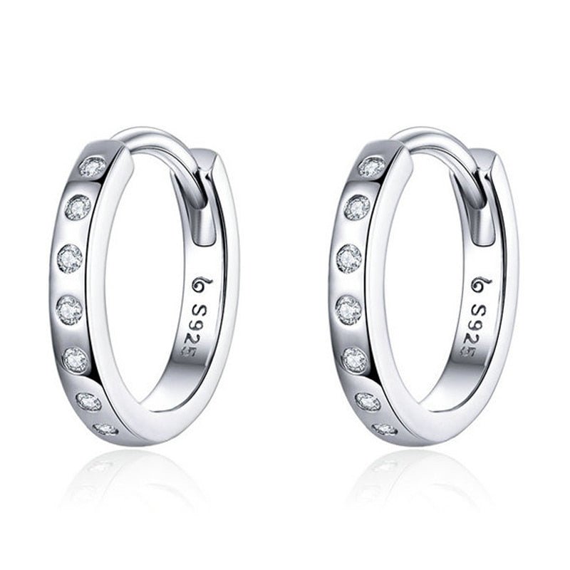 Brinco Argola com Cravejados de Zircônia Prata