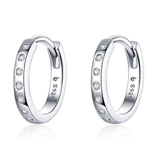 Brinco Argola com Cravejados de Zircônia Prata