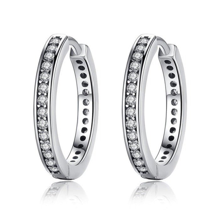 Brinco Argola com Zircônia Prata