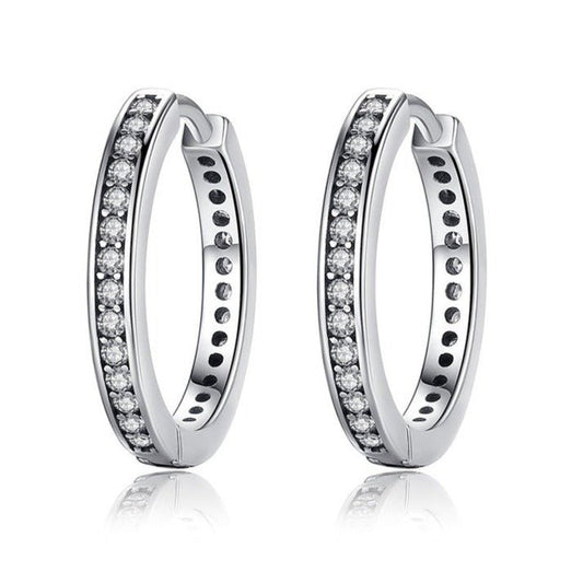 Brinco Argola com Zircônia Prata