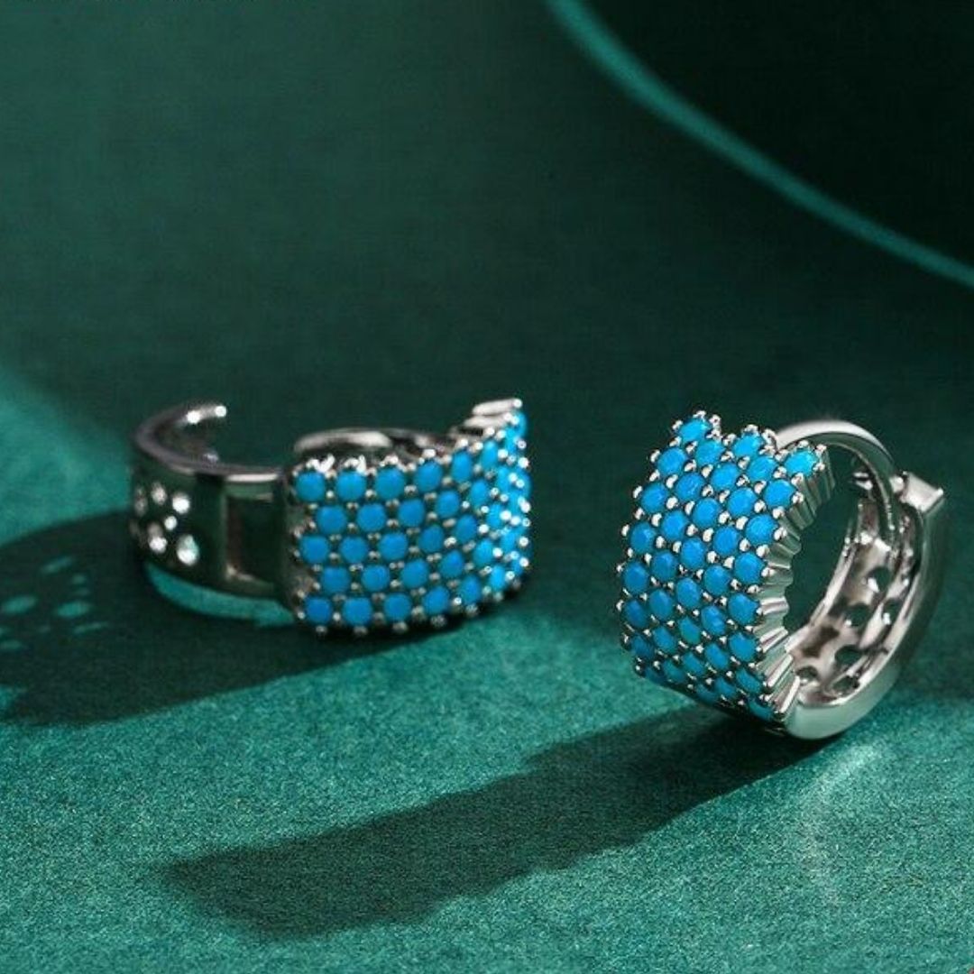 Brinco Argola Turquesa Vintage Prata