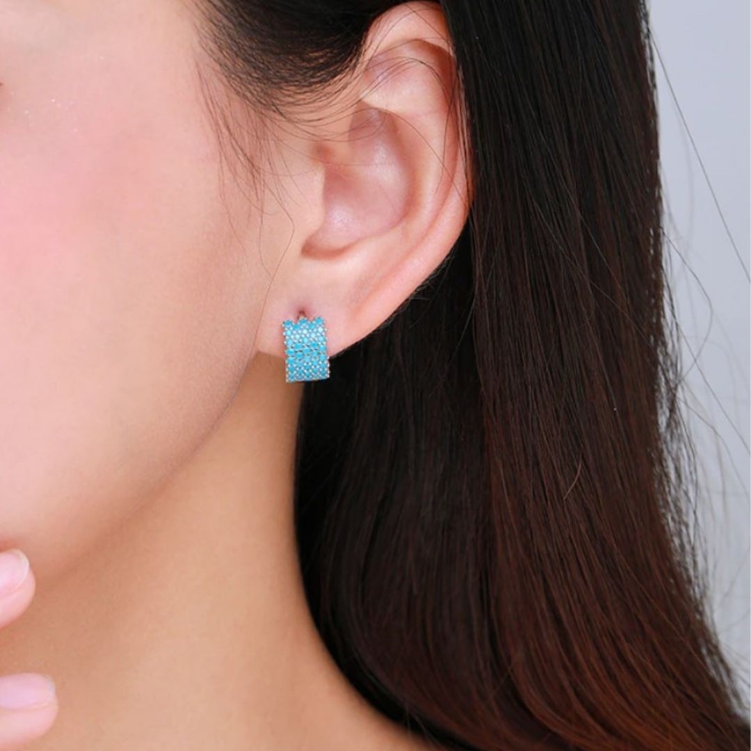 Brinco Argola Turquesa Vintage Prata