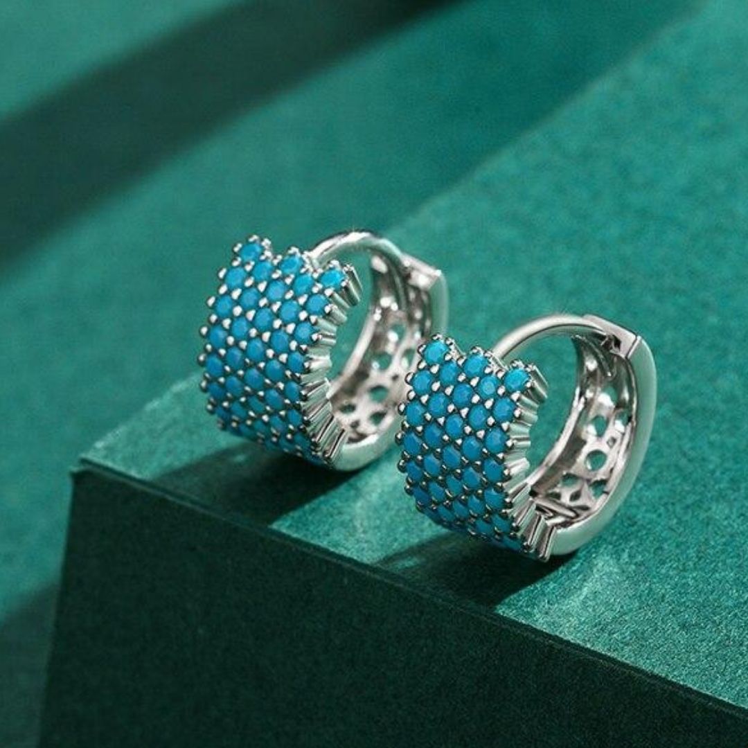 Brinco Argola Turquesa Vintage Prata