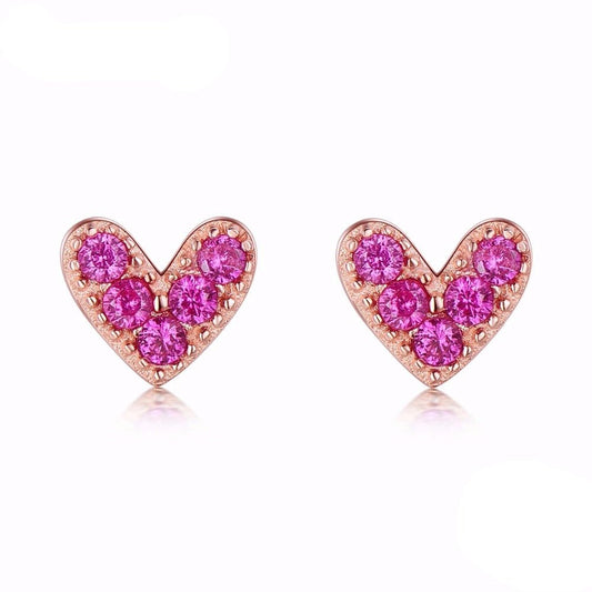 Brinco Coração Rosa Dourado