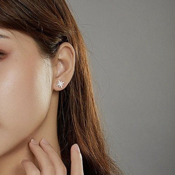 Brinco Prata Estrela com Corrente