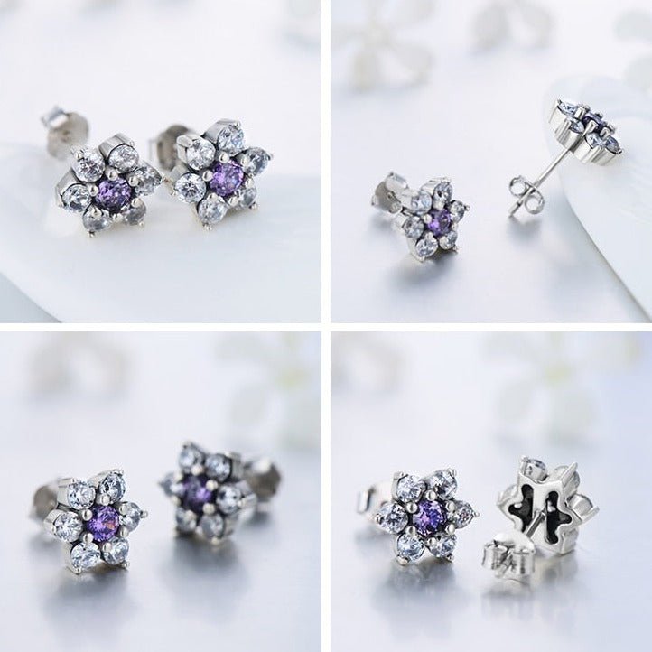 Brinco Prata Flor Lilás