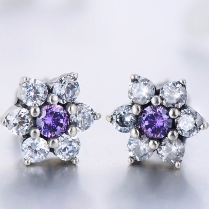 Brinco Prata Flor Lilás