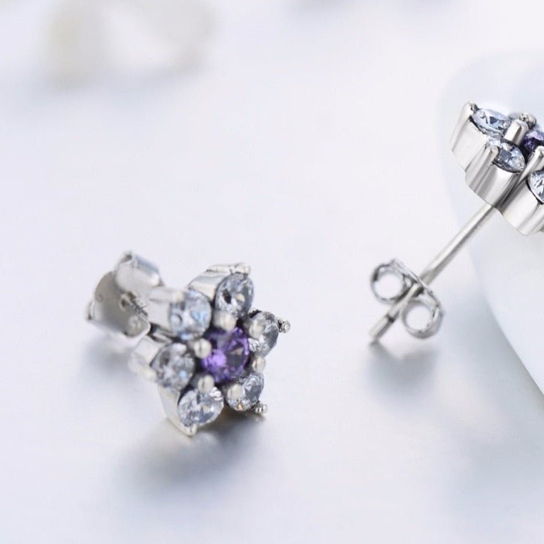 Brinco Prata Flor Lilás