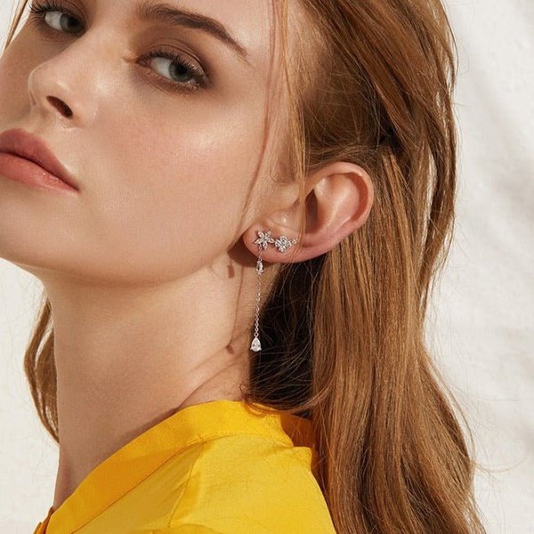 Brinco Longo com Estrela Prata