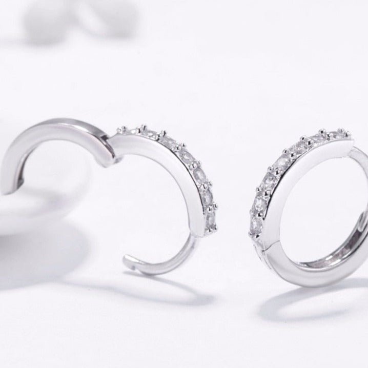 Brinco Prata Argola com Cravejados de Zircônias