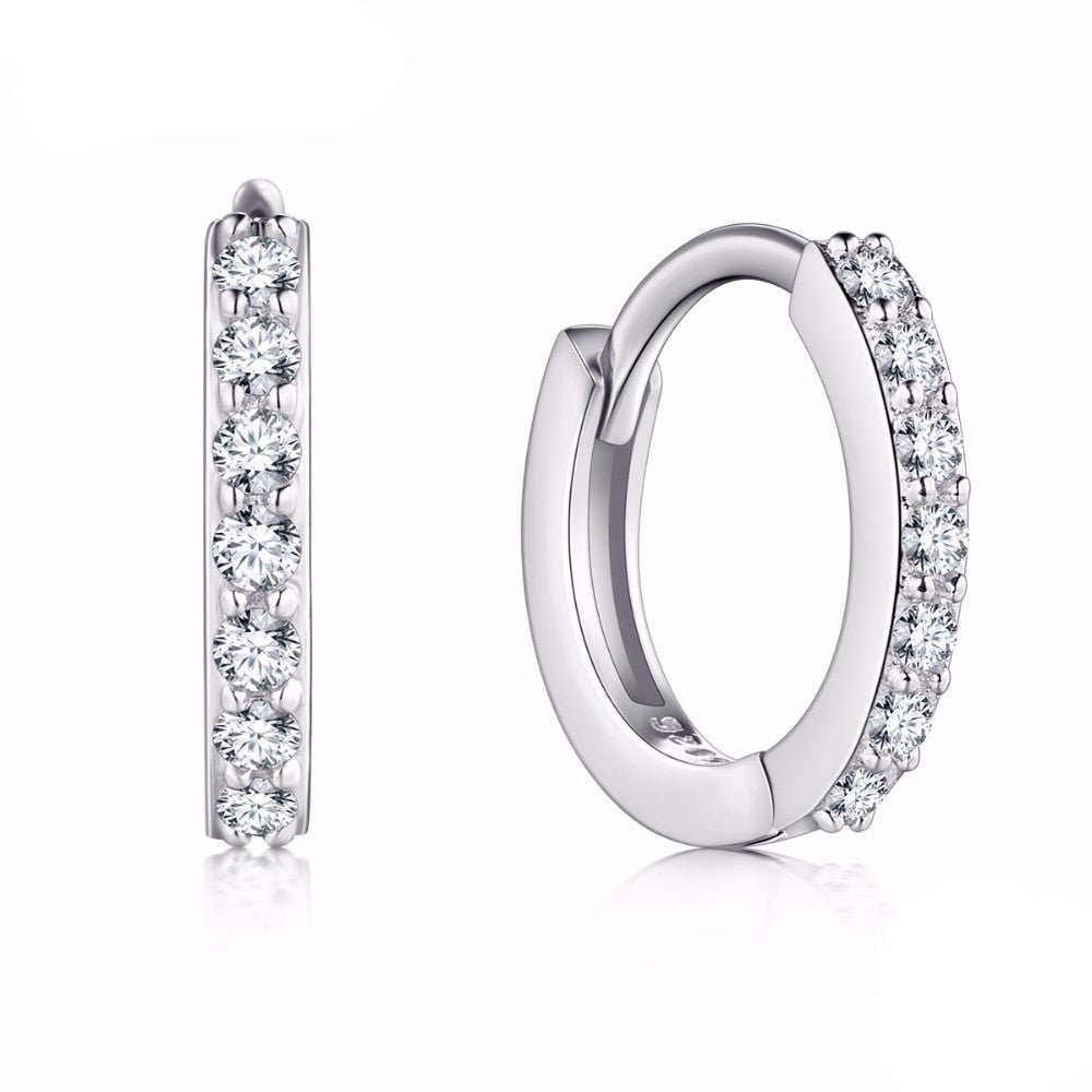 Brinco Prata Argola com Cravejados de Zircônias