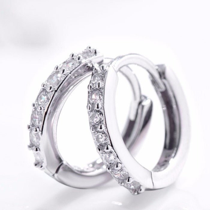 Brinco Prata Argola com Cravejados de Zircônias