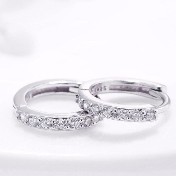 Brinco Prata Argola com Cravejados de Zircônias