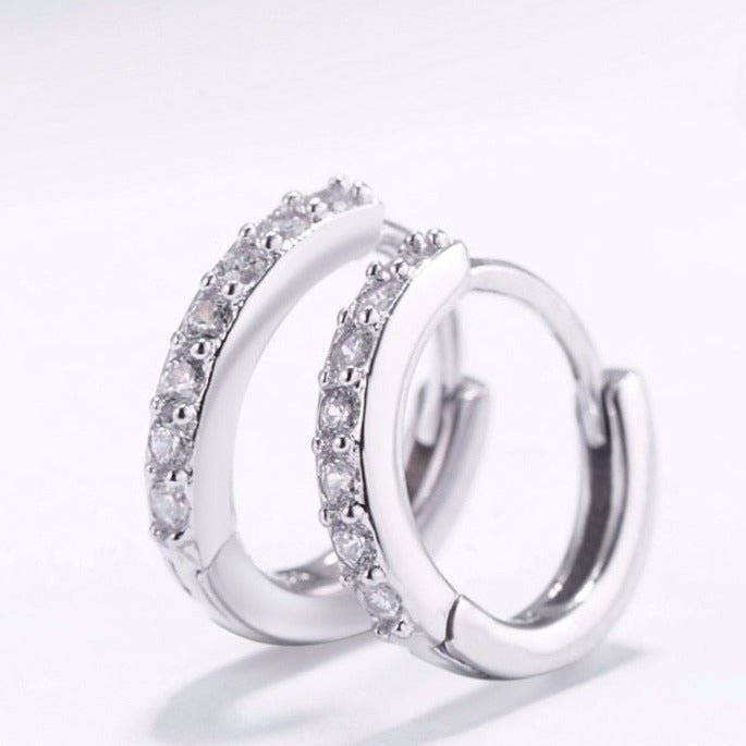 Brinco Prata Argola com Cravejados de Zircônias