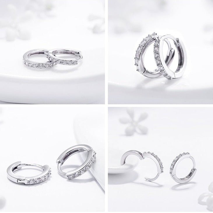 Brinco Prata Argola com Cravejados de Zircônias