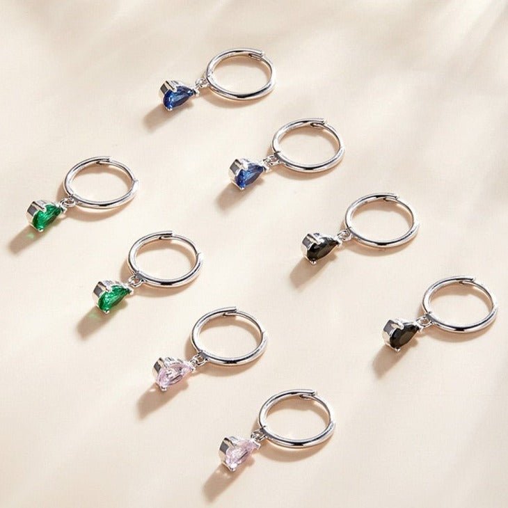 Brinco Prata Argola com Gota de Zircônia