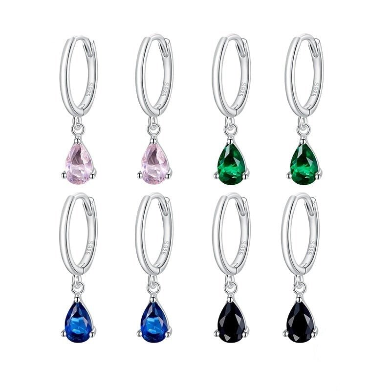 Brinco Prata Argola com Gota de Zircônia