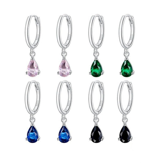 Brinco Prata Argola com Gota de Zircônia