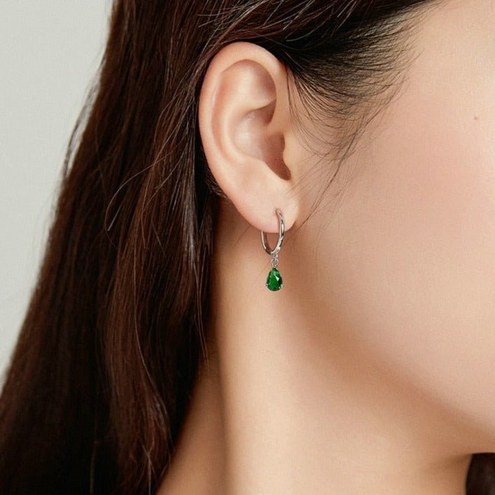 Brinco Prata Argola com Gota de Zircônia