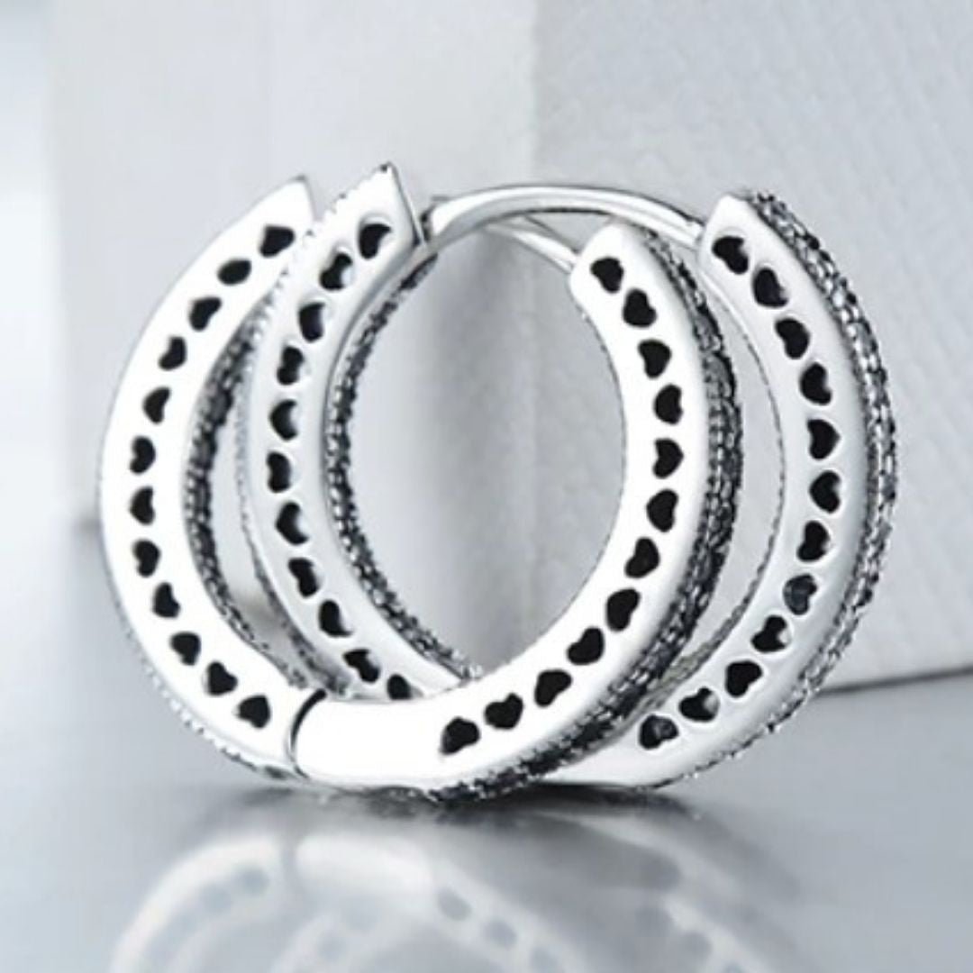 Brinco Prata Argola Coração Romantic