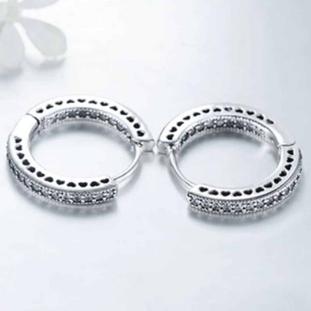 Brinco Prata Argola Coração Romantic