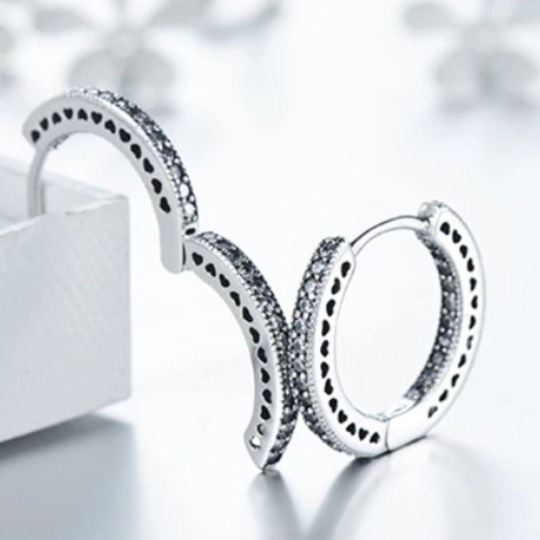 Brinco Prata Argola Coração Romantic