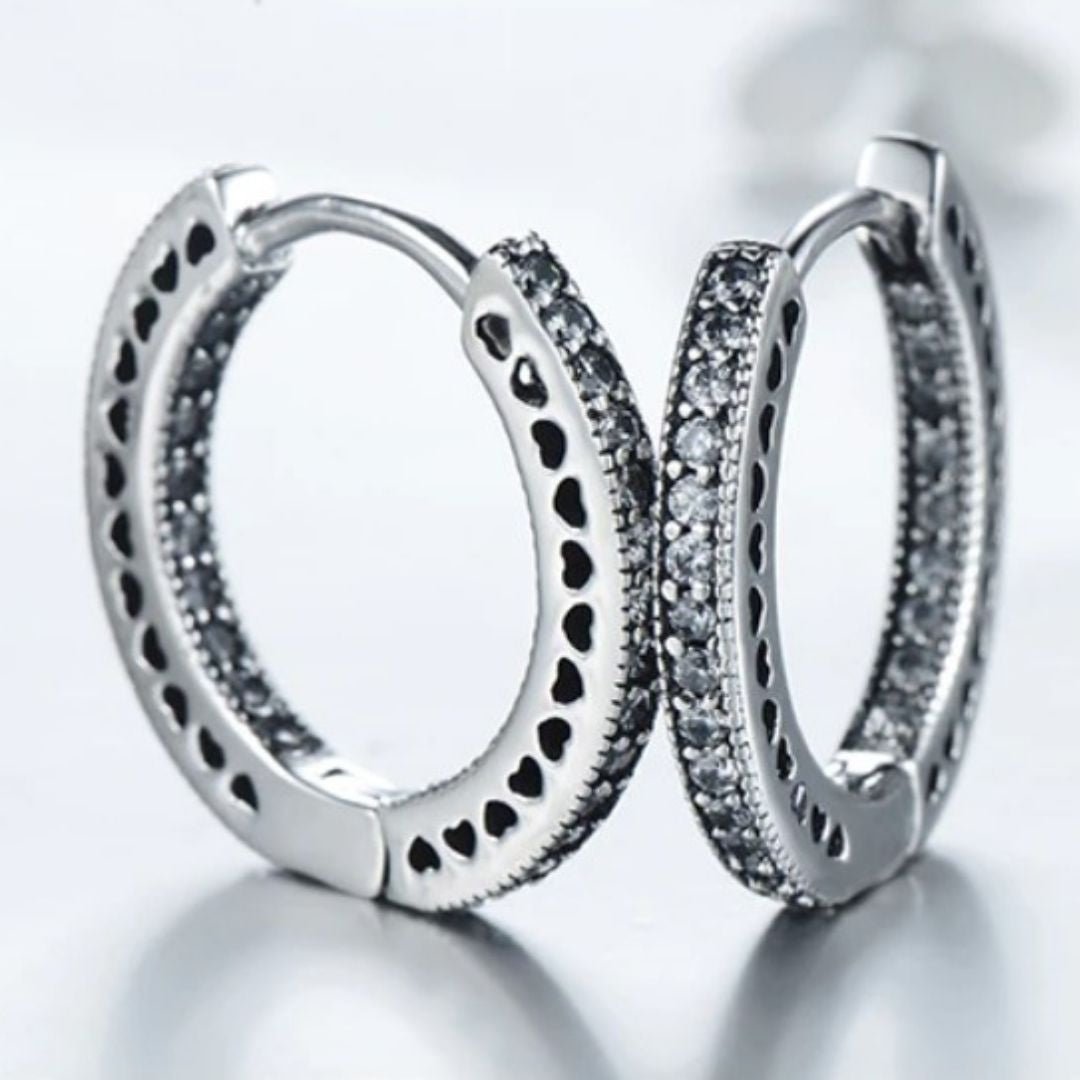 Brinco Prata Argola Coração Romantic