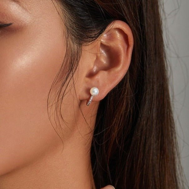 Brinco Prata Argola de Pérola