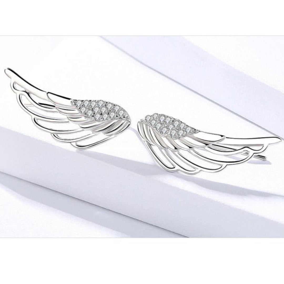 Brinco Prata Asas com Zircônia