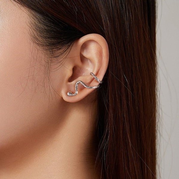 Brinco Prata Clip Cobra Serpente