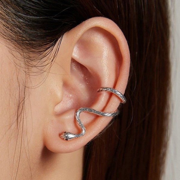 Brinco Prata Clip Cobra Serpente