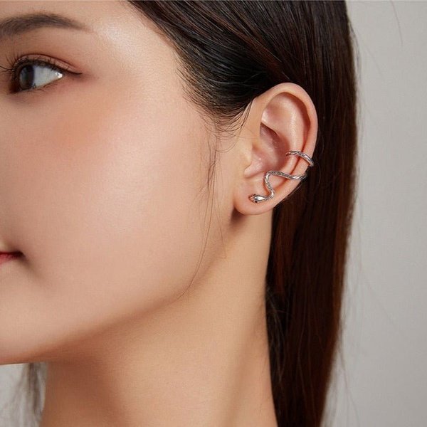 Brinco Prata Clip Cobra Serpente