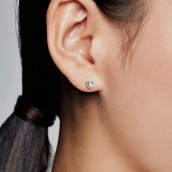 Brinco Prata Coração de Zircônia