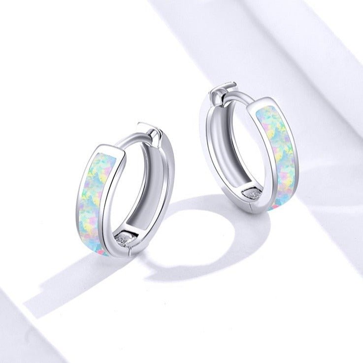 Brinco Prata de Argola em Opala