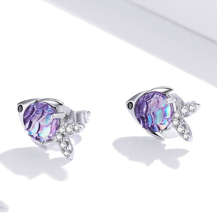 Brinco Prata Peixe Colorido