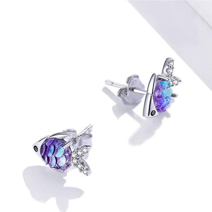 Brinco Prata Peixe Colorido