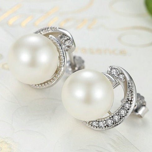 Brinco Prata de Pérola com Zircônia