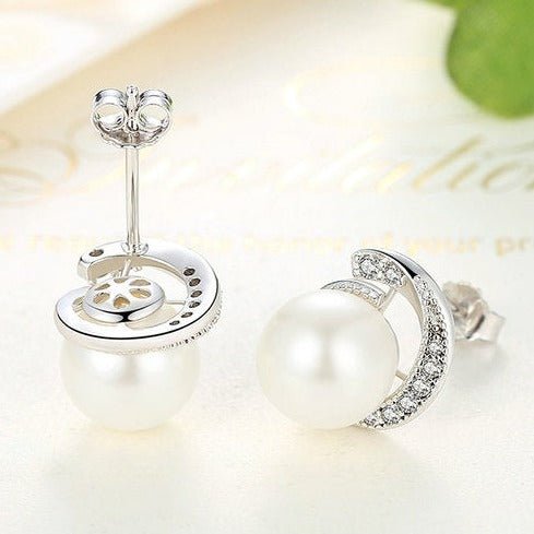 Brinco Prata de Pérola com Zircônia