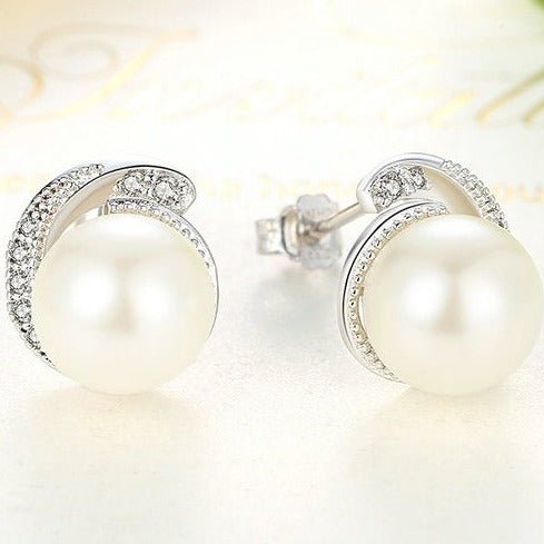 Brinco Prata de Pérola com Zircônia