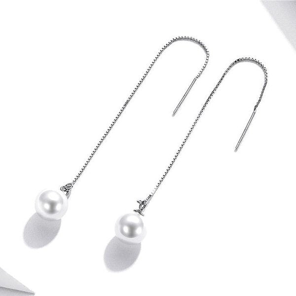 Brinco Prata Longo de Pérola