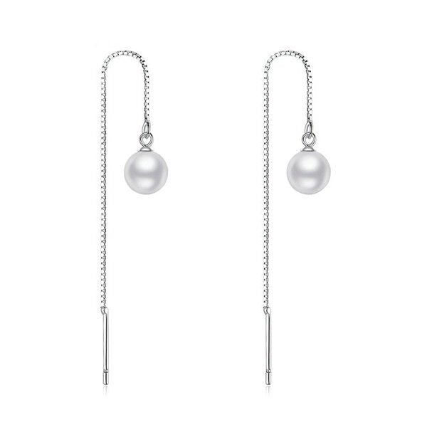 Brinco Prata Longo de Pérola