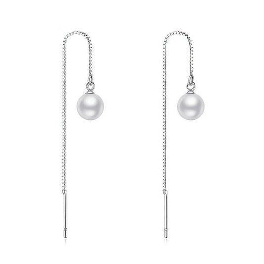 Brinco Prata Longo de Pérola