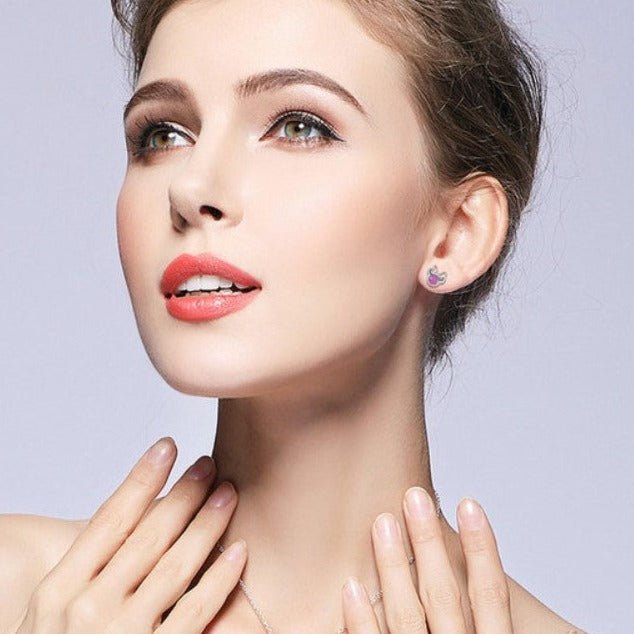 Brinco Prata Minnie Zircônias Rosas