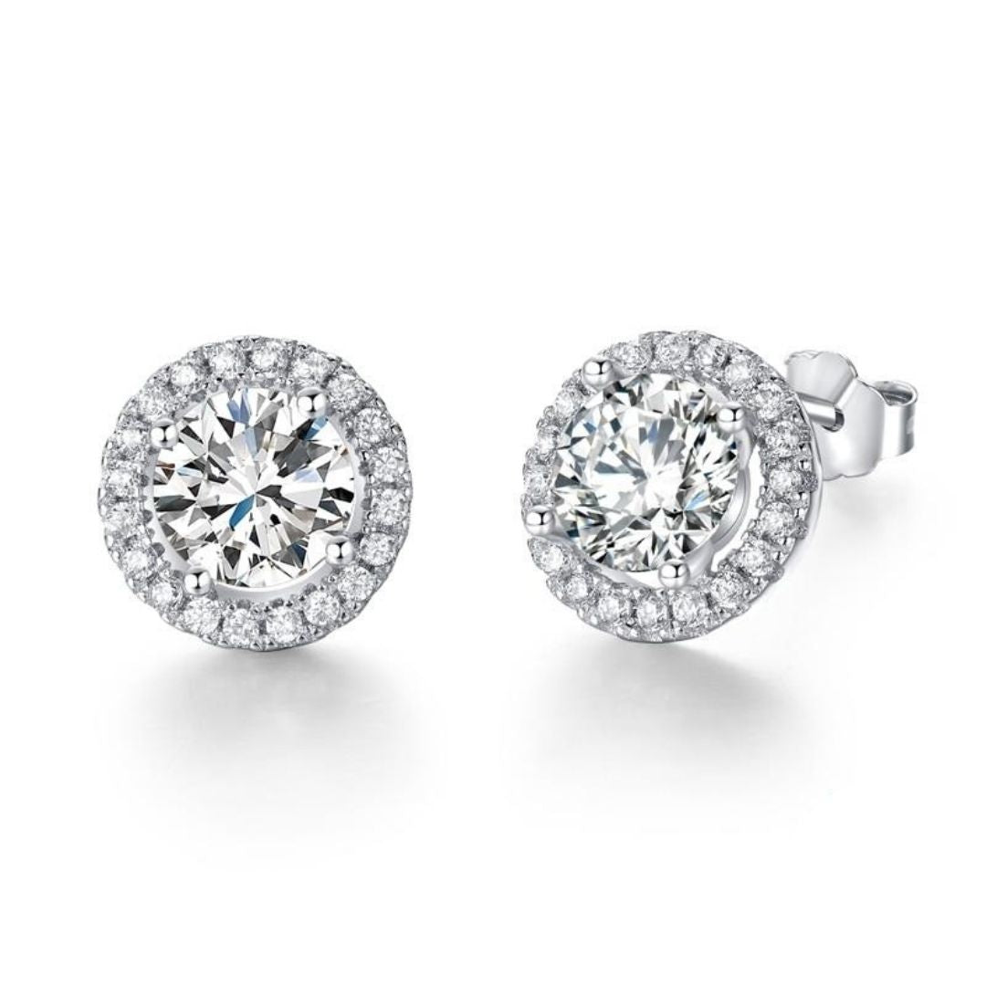 Brinco Prata Redondo Cristal de Zircônia