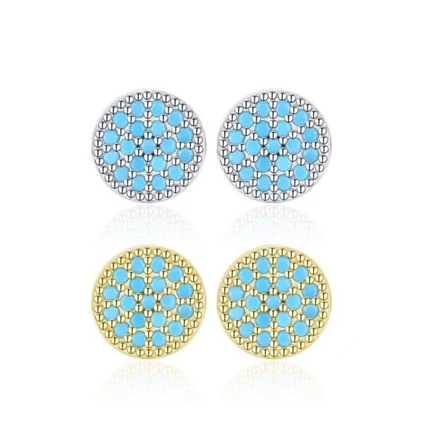 Brinco Prata Redondo Turquesa Vintage