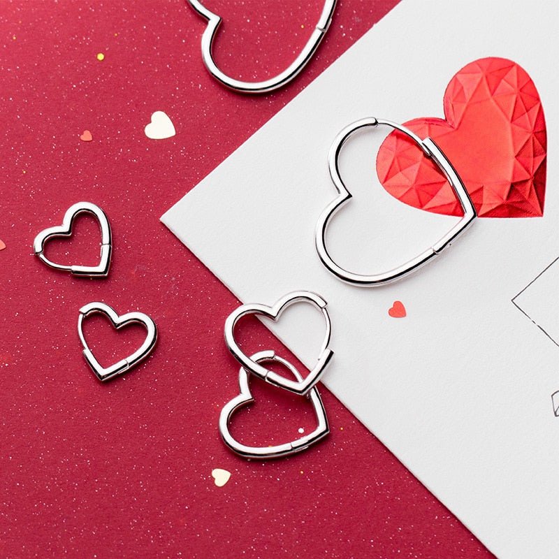 Brincos Prata de Argola Coração